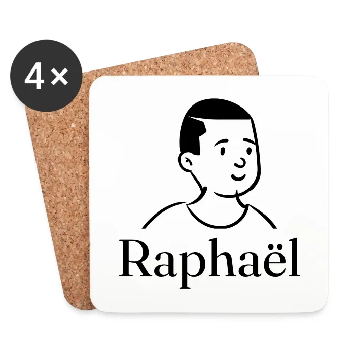 Lot de dessous de verre personnalisés au prénom Raphaël