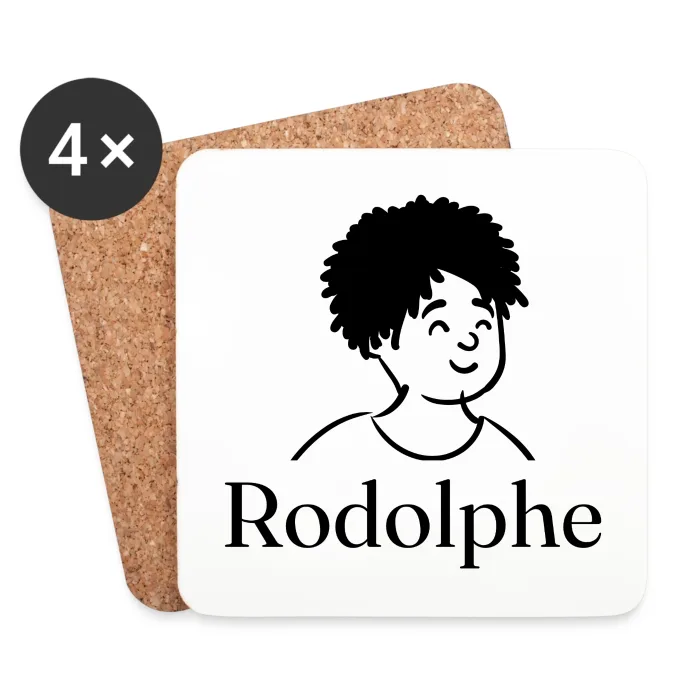 Lot de dessous de verre personnalisés au prénom Rodolphe