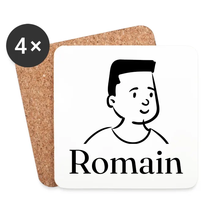Lot de dessous de verre personnalisés au prénom Romain