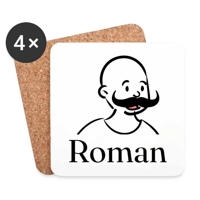 Lot de dessous de verre personnalisés au prénom Roman
