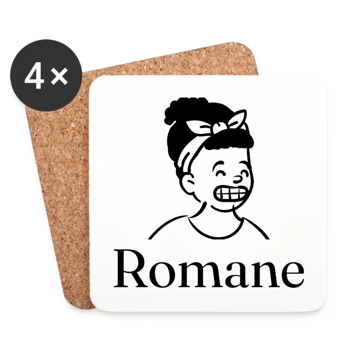 Lot de dessous de verre personnalisés au prénom Romane