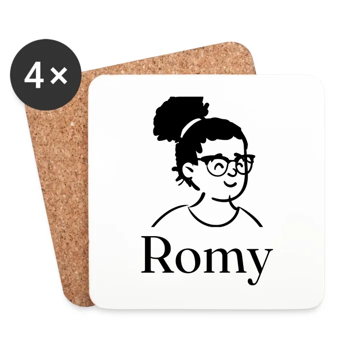 Lot de dessous de verre personnalisés au prénom Romy