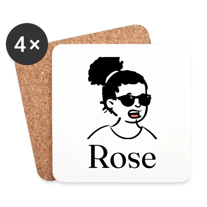 Lot de dessous de verre personnalisés au prénom Rose