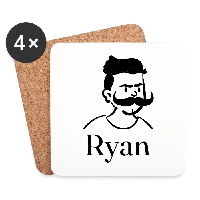 Lot de dessous de verre personnalisés au prénom Ryan