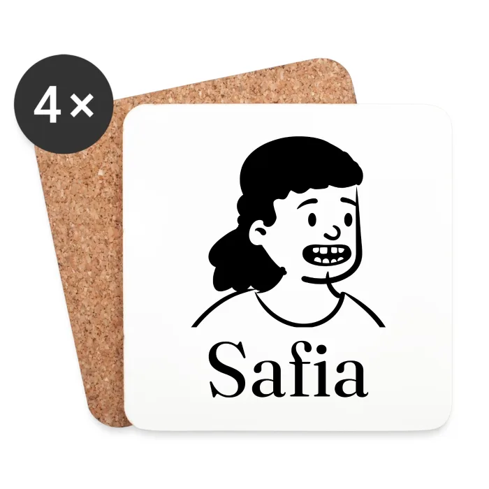 Lot de dessous de verre personnalisés au prénom Safia