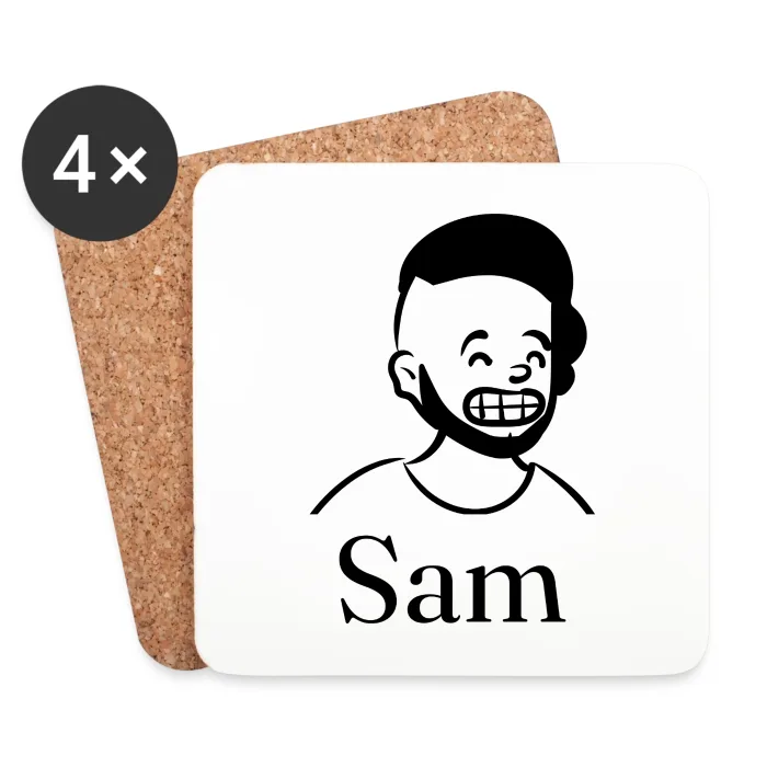 Lot de dessous de verre personnalisés au prénom Sam