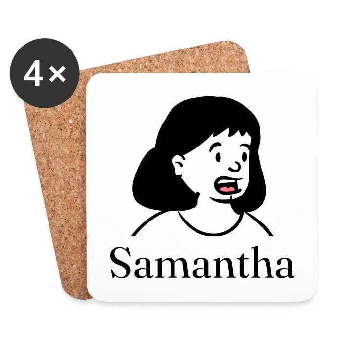 Lot de dessous de verre personnalisés au prénom Samantha