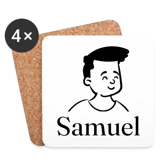 Lot de dessous de verre personnalisés au prénom Samuel