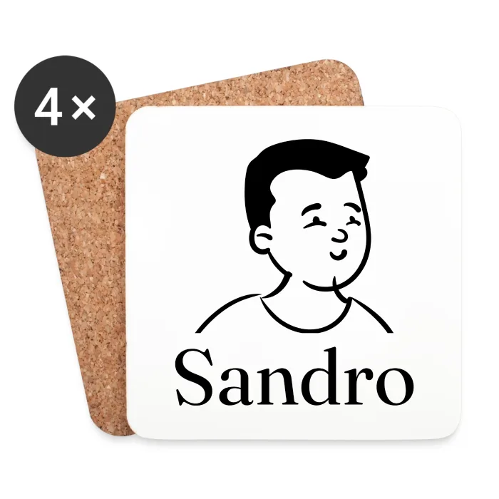 Lot de dessous de verre personnalisés au prénom Sandro