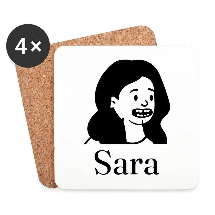 Lot de dessous de verre personnalisés au prénom Sara