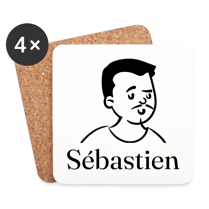 Lot de dessous de verre personnalisés au prénom Sébastien