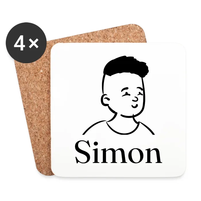 Lot de dessous de verre personnalisés au prénom Simon