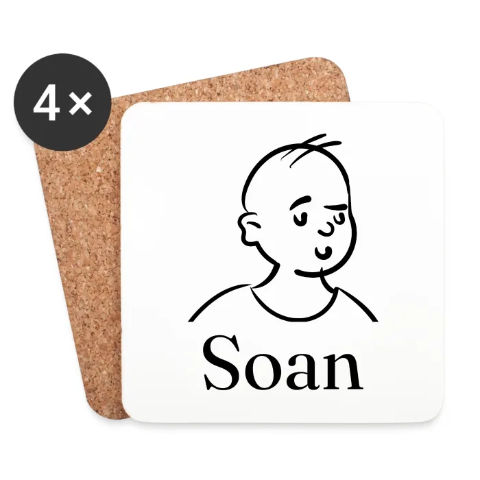 Lot de dessous de verre personnalisés au prénom Soan