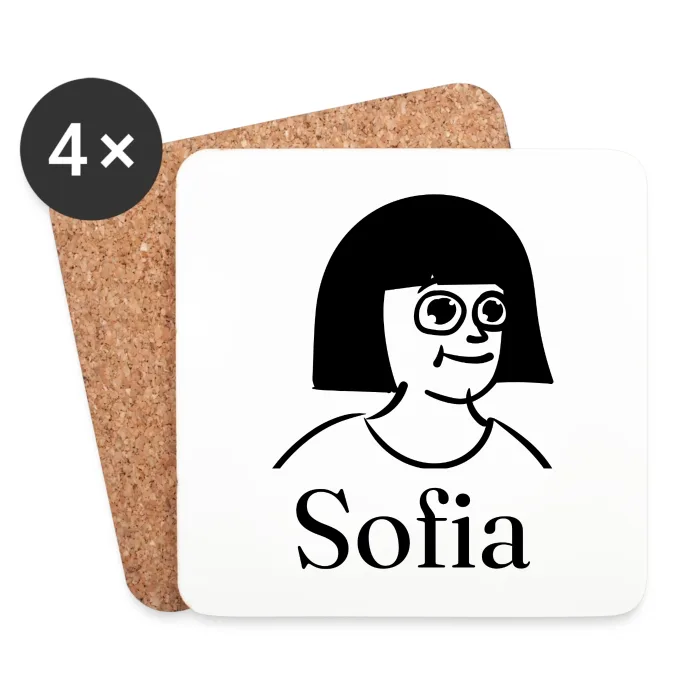 Lot de dessous de verre personnalisés au prénom Sofia