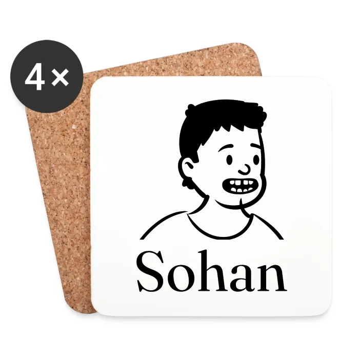 Lot de dessous de verre personnalisés au prénom Sohan
