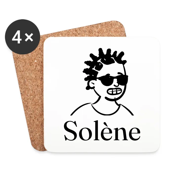 Lot de dessous de verre personnalisés au prénom Solène