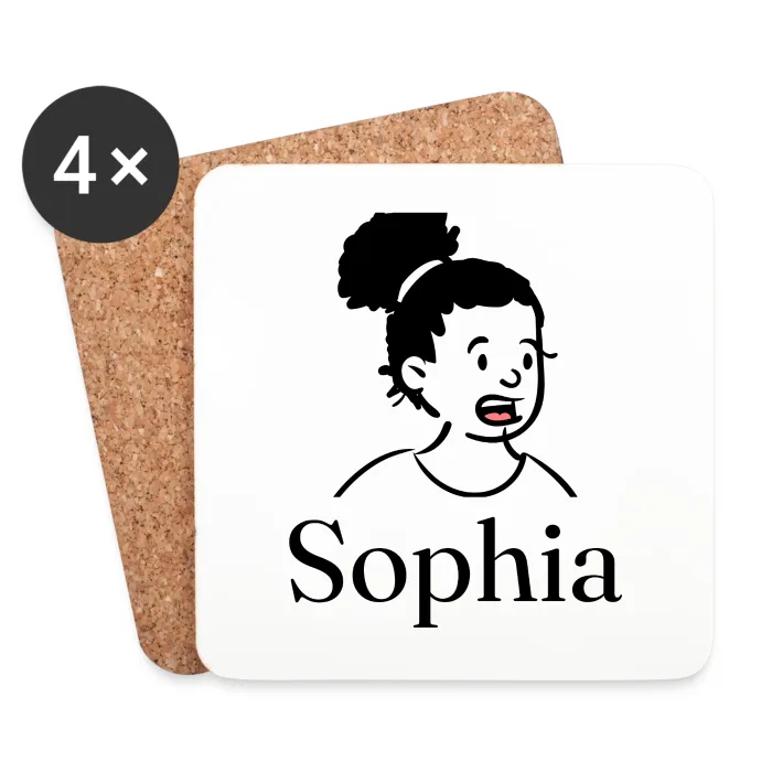 Lot de dessous de verre personnalisés au prénom Sophia