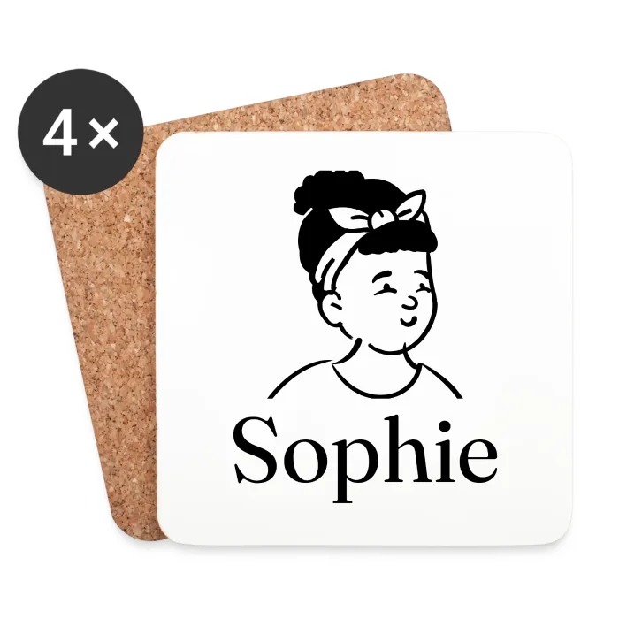 Lot de dessous de verre personnalisés au prénom Sophie