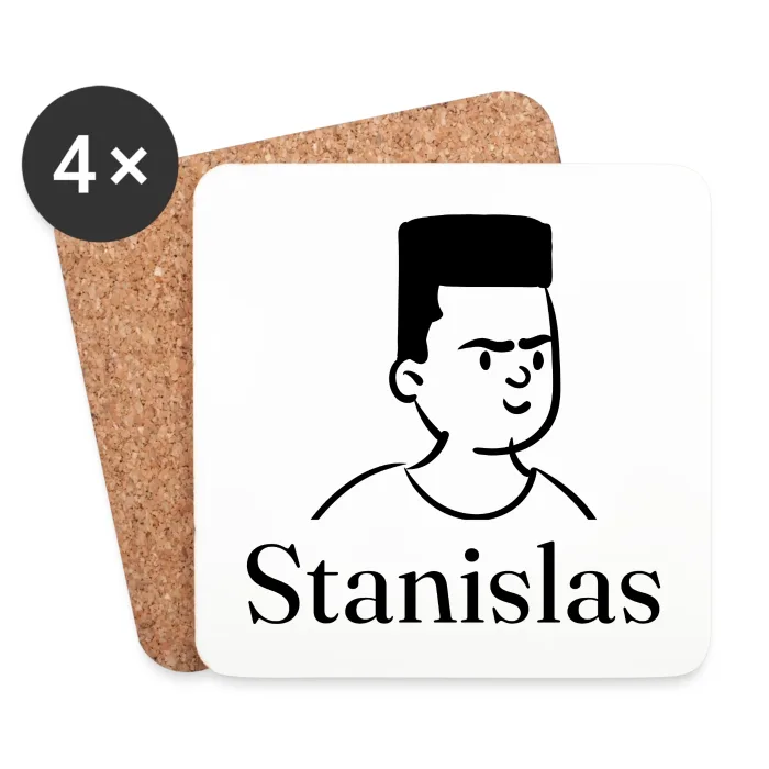 Lot de dessous de verre personnalisés au prénom Stanislas