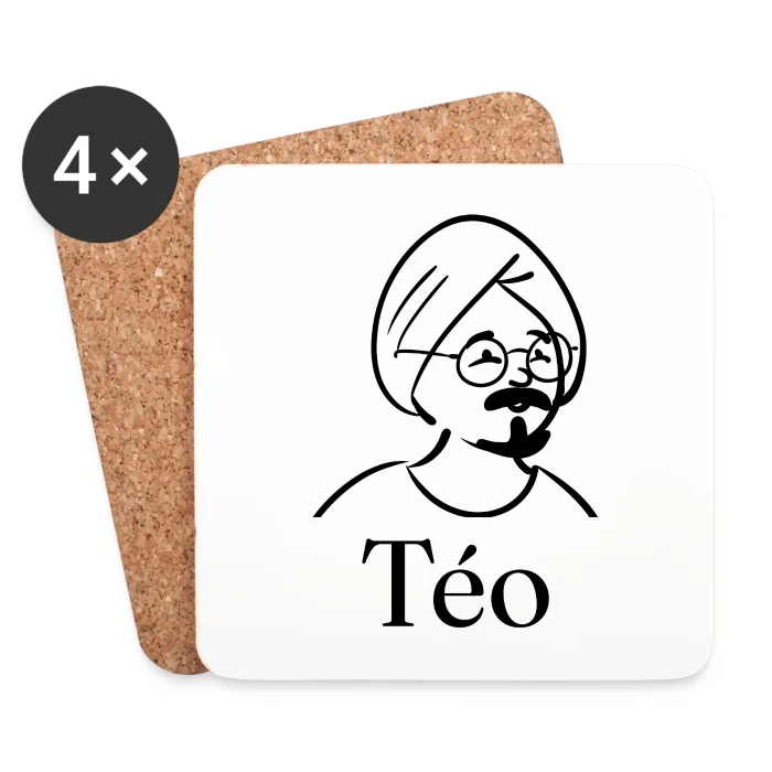 Lot de dessous de verre personnalisés au prénom Téo