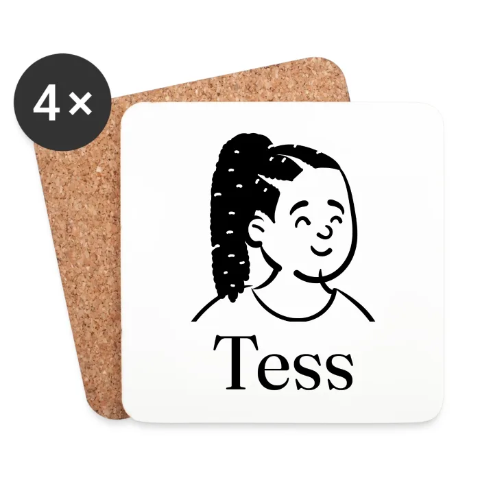Lot de dessous de verre personnalisés au prénom Tess