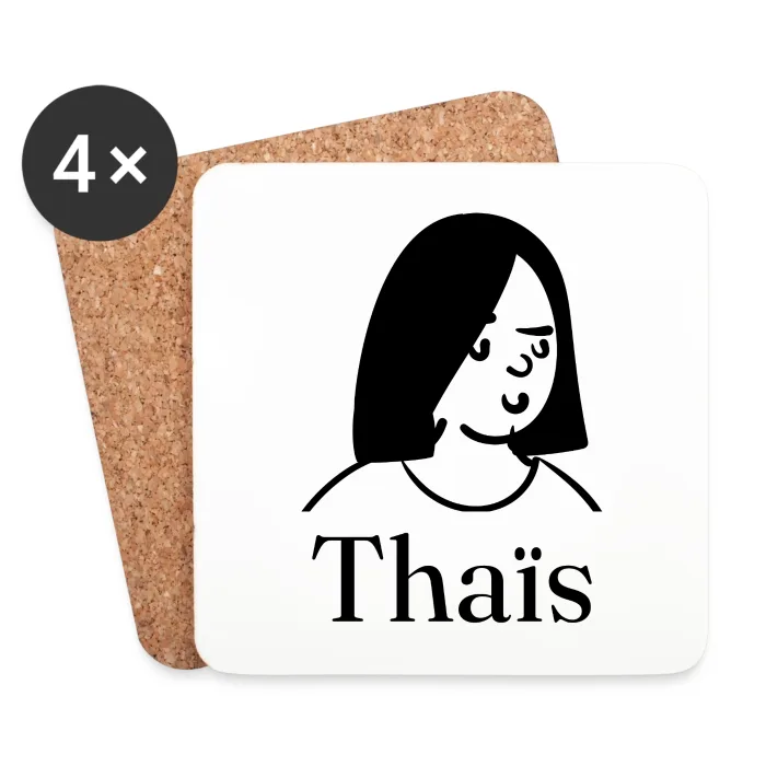 Lot de dessous de verre personnalisés au prénom Thaïs