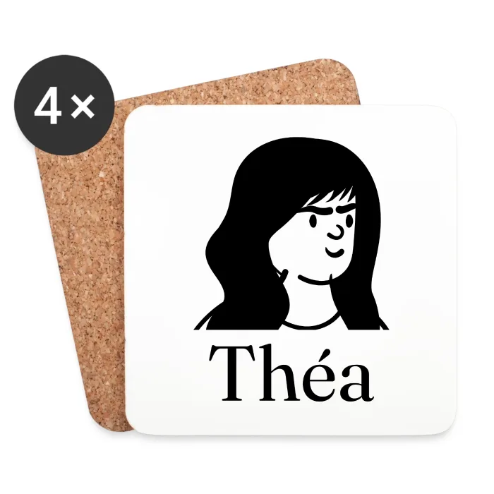 Lot de dessous de verre personnalisés au prénom Théa