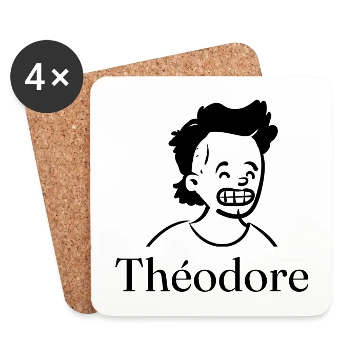 Lot de dessous de verre personnalisés au prénom Théodore