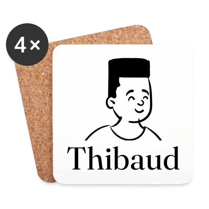 Lot de dessous de verre personnalisés au prénom Thibaud