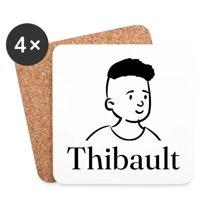 Lot de dessous de verre personnalisés au prénom Thibault
