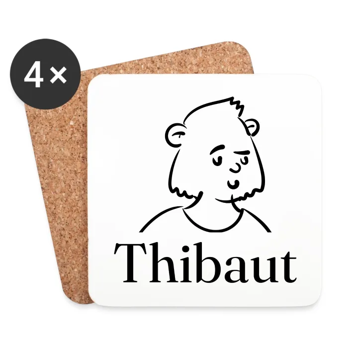 Lot de dessous de verre personnalisés au prénom Thibaut