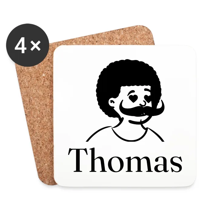 Lot de dessous de verre personnalisés au prénom Thomas