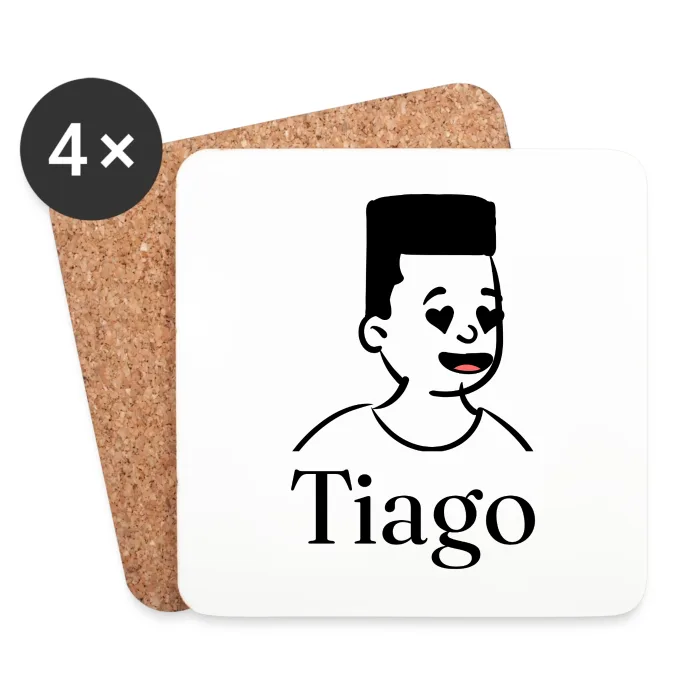 Lot de dessous de verre personnalisés au prénom Tiago