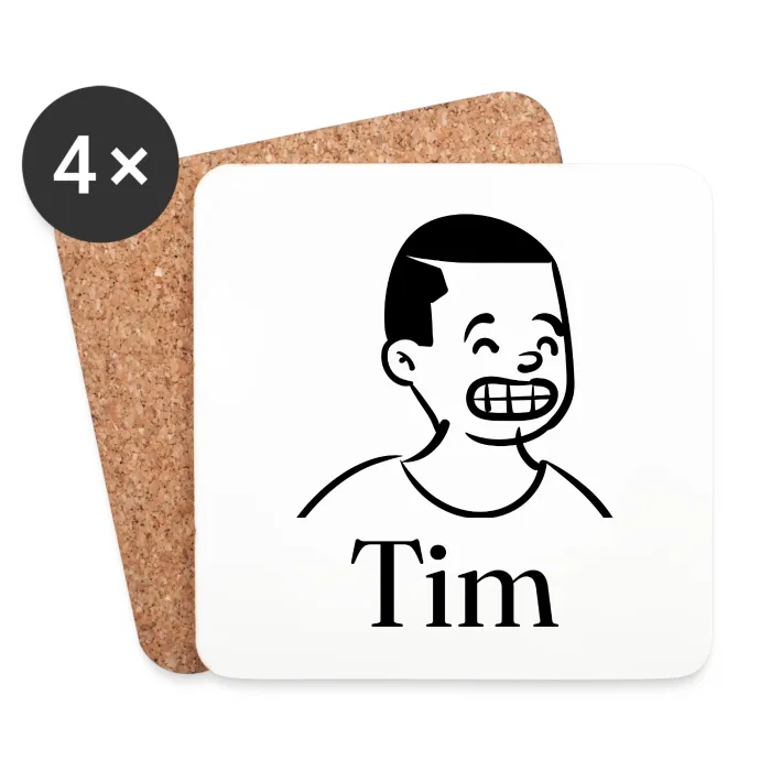 Lot de dessous de verre personnalisés au prénom Tim