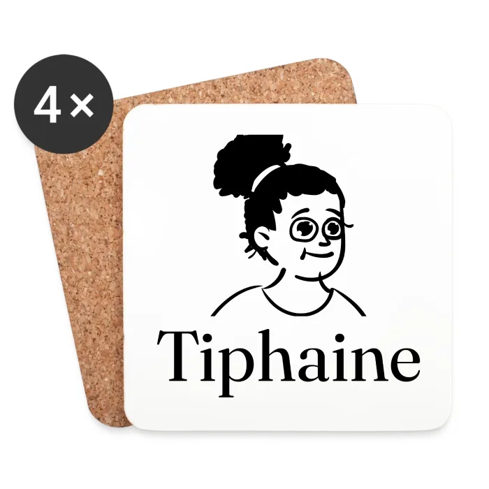 Lot de dessous de verre personnalisés au prénom Tiphaine