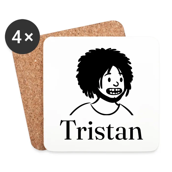 Lot de dessous de verre personnalisés au prénom Tristan