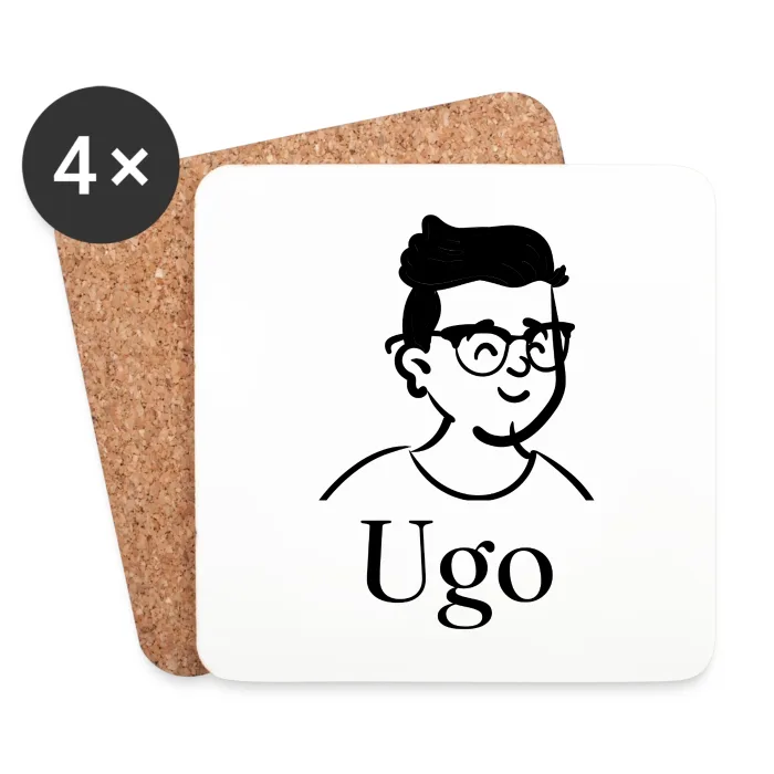 Lot de dessous de verre personnalisés au prénom Ugo