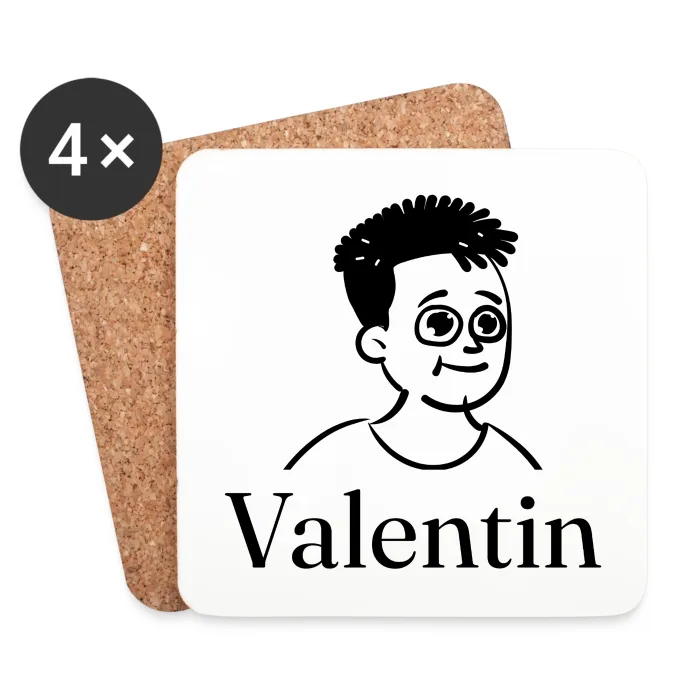 Lot de dessous de verre personnalisés au prénom Valentin