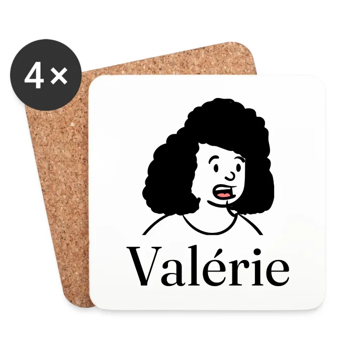 Lot de dessous de verre personnalisés au prénom Valérie