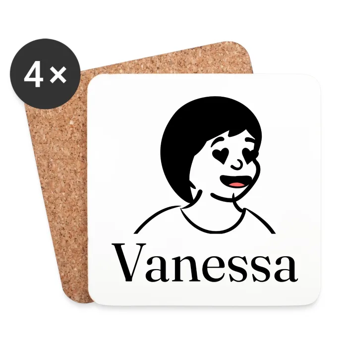 Lot de dessous de verre personnalisés au prénom Vanessa