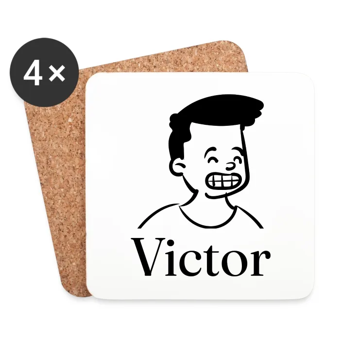 Lot de dessous de verre personnalisés au prénom Victor