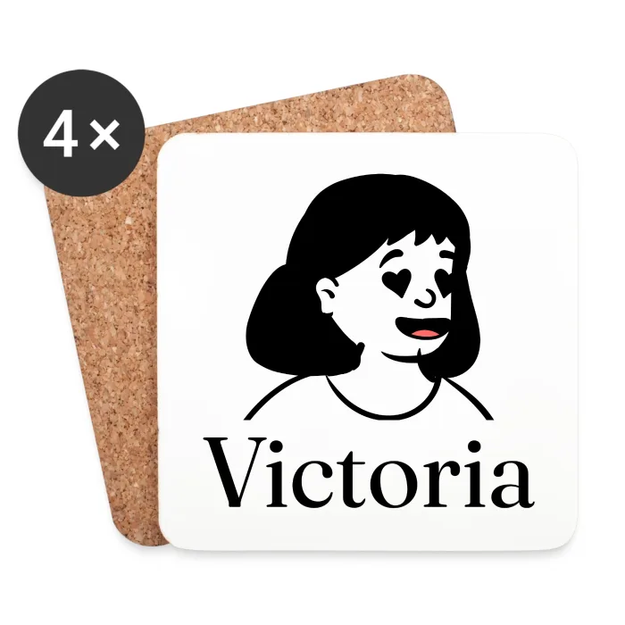 Lot de dessous de verre personnalisés au prénom Victoria