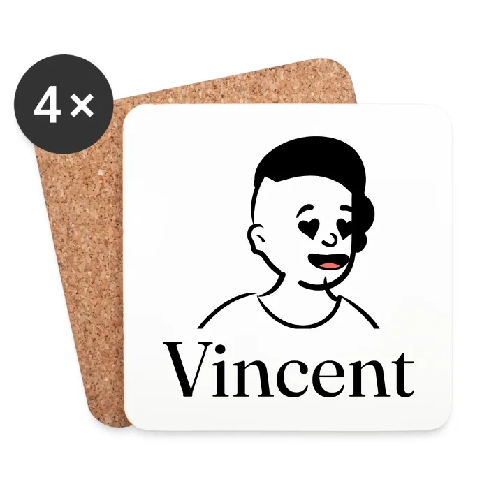 Lot de dessous de verre personnalisés au prénom Vincent