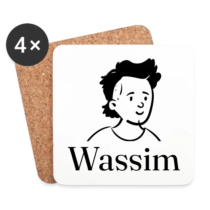 Lot de dessous de verre personnalisés au prénom Wassim