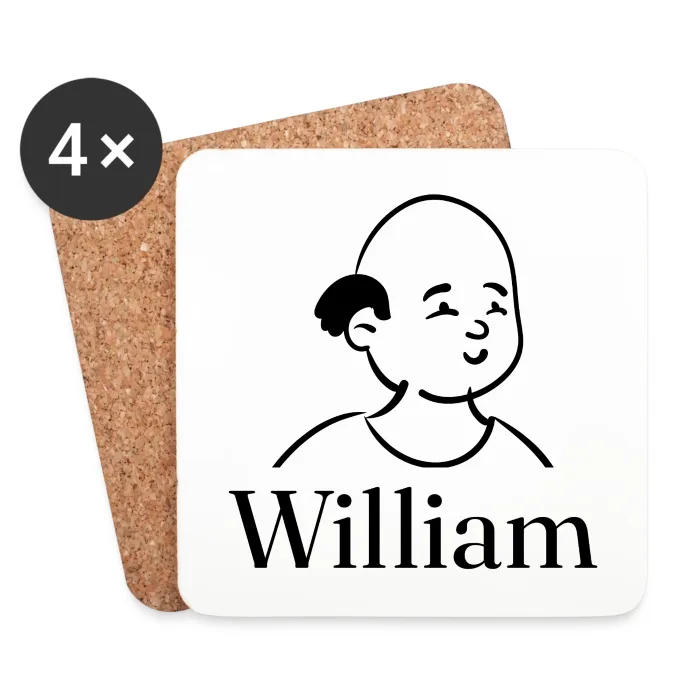 Lot de dessous de verre personnalisés au prénom William