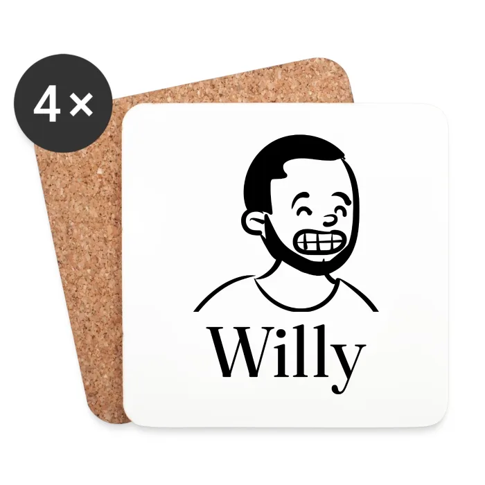 Lot de dessous de verre personnalisés au prénom Willy