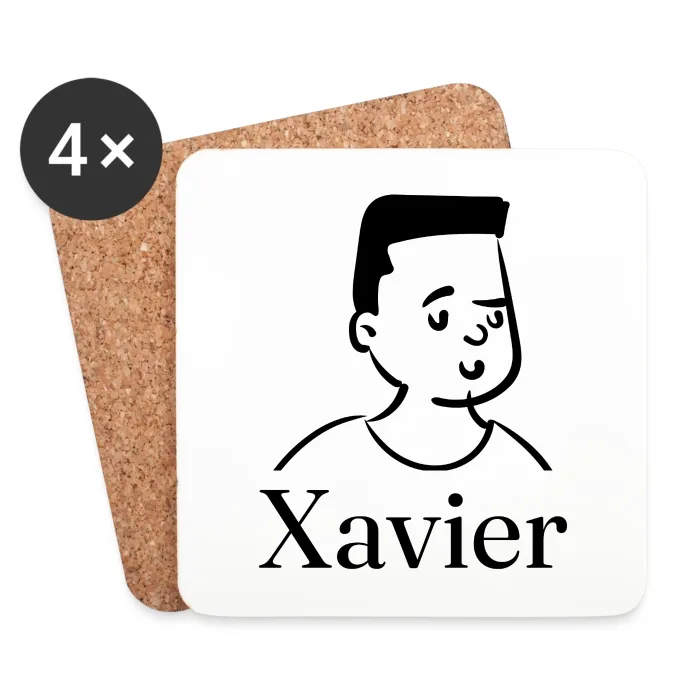 Lot de dessous de verre personnalisés au prénom Xavier