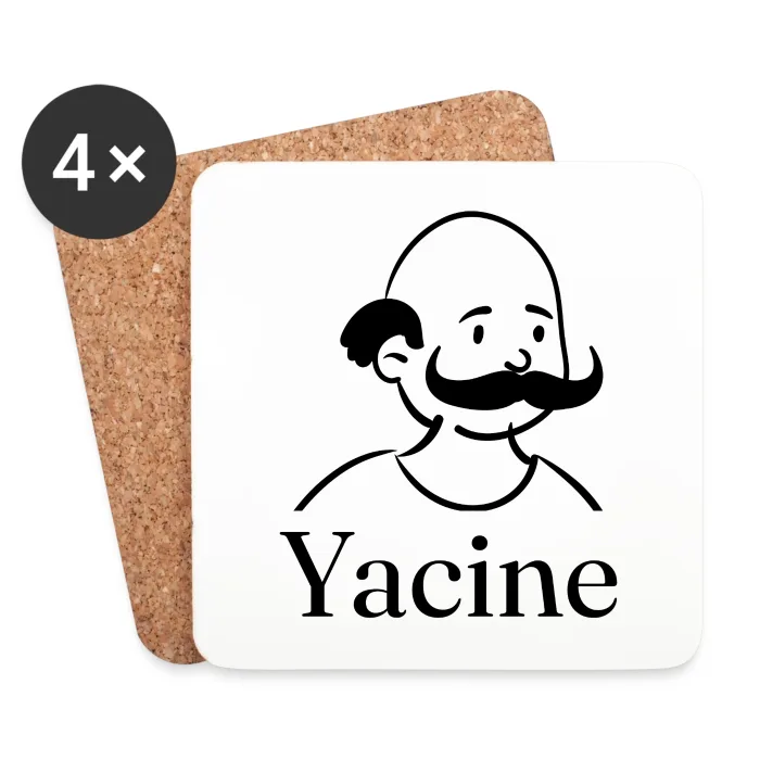 Lot de dessous de verre personnalisés au prénom Yacine
