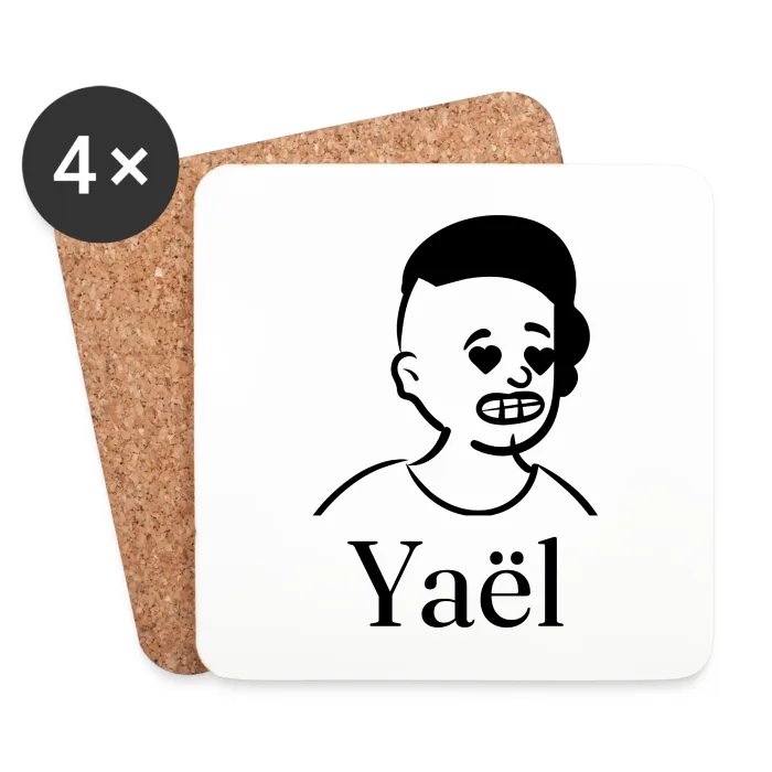 Lot de dessous de verre personnalisés au prénom Yaël