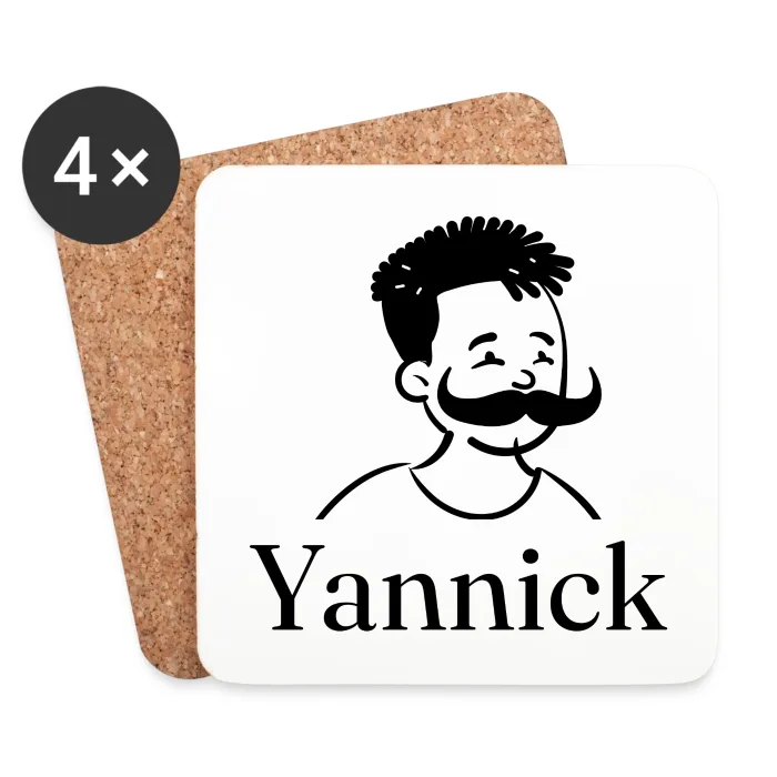 Lot de dessous de verre personnalisés au prénom Yannick